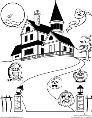 Halloween Coloring Pages Haunted House 33