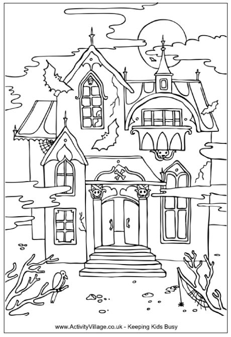 Halloween Coloring Pages Haunted House 5