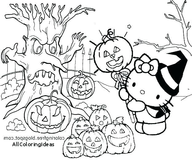 Hello Kitty Halloween Coloring Page 10