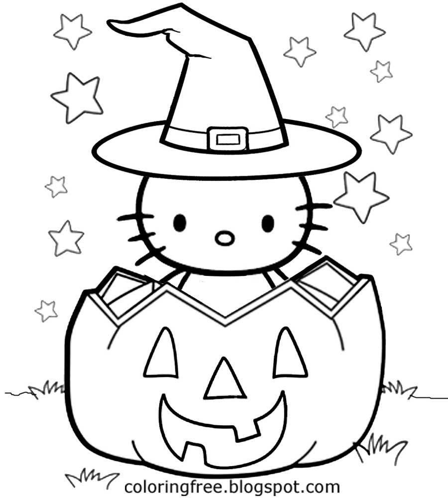 Hello Kitty Halloween Coloring Page 12
