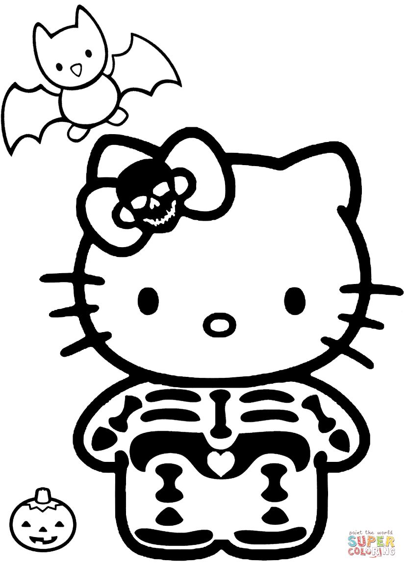 Hello Kitty Halloween Coloring Page 27