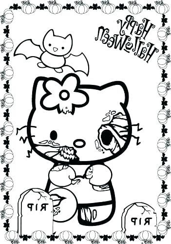 Hello Kitty Halloween Coloring Page 7
