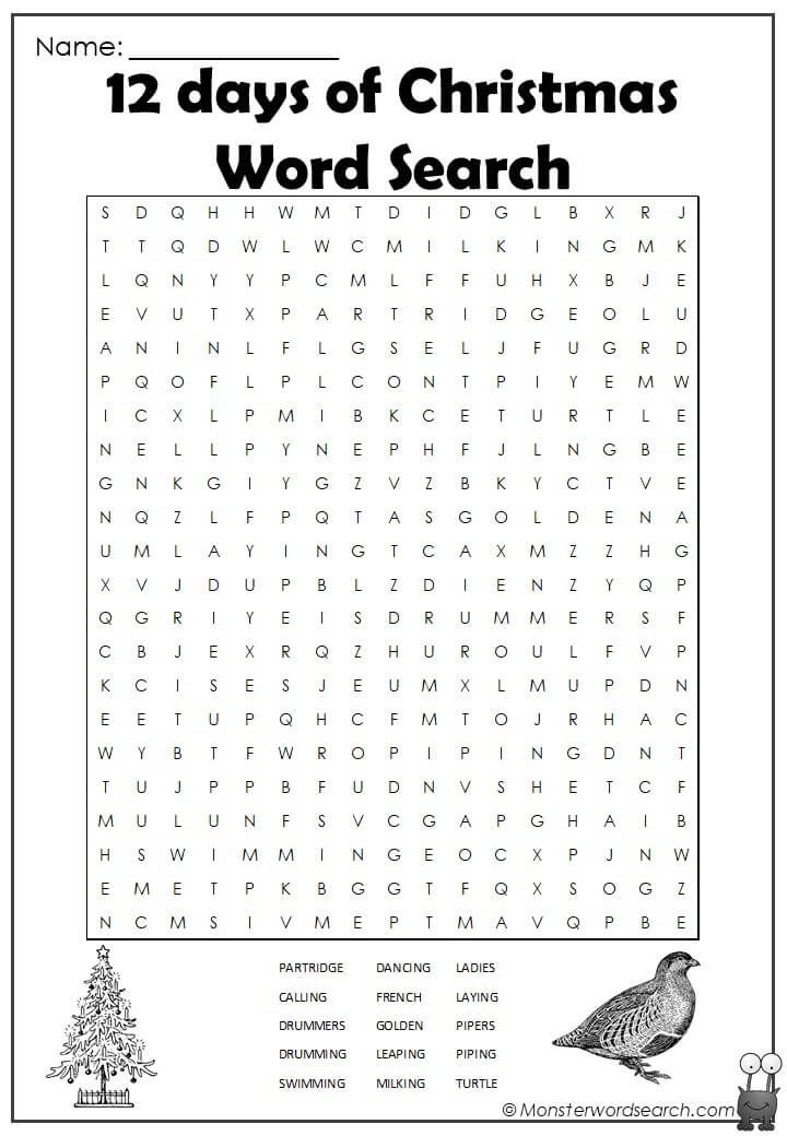 12 Days Of Christmas Word Search 8