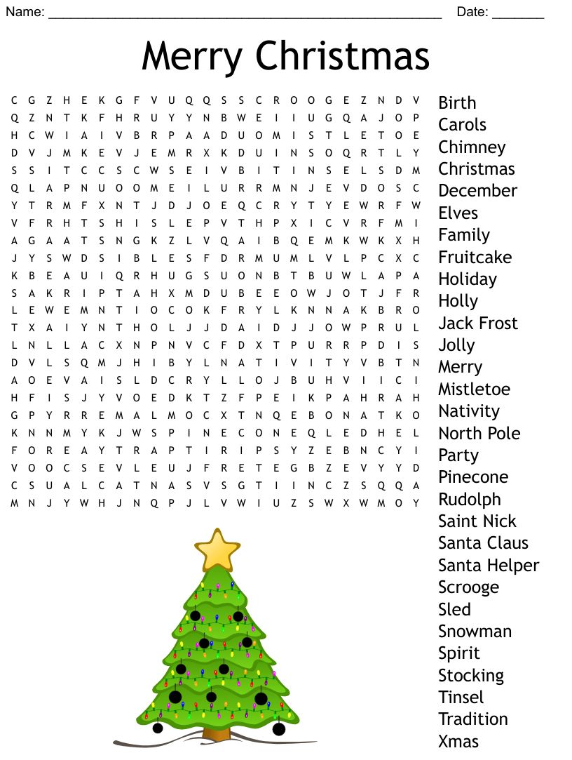 Christmas Eve Word Search 3