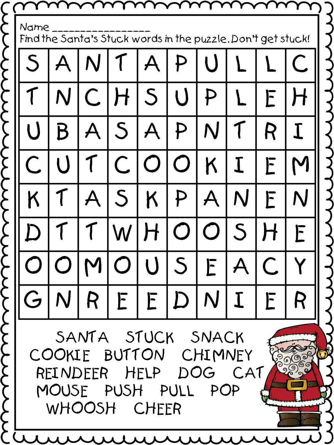 Christmas word search for grade 1 1