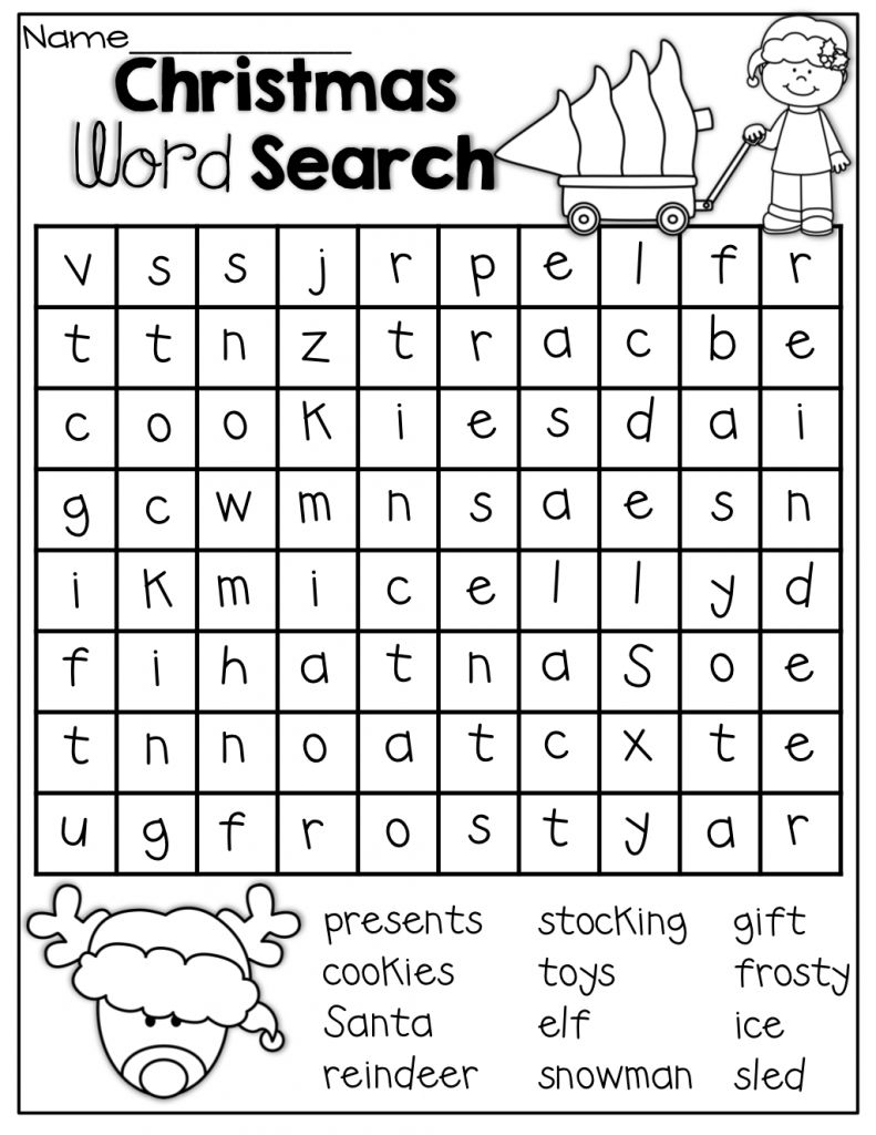 Christmas word search for grade 1 8