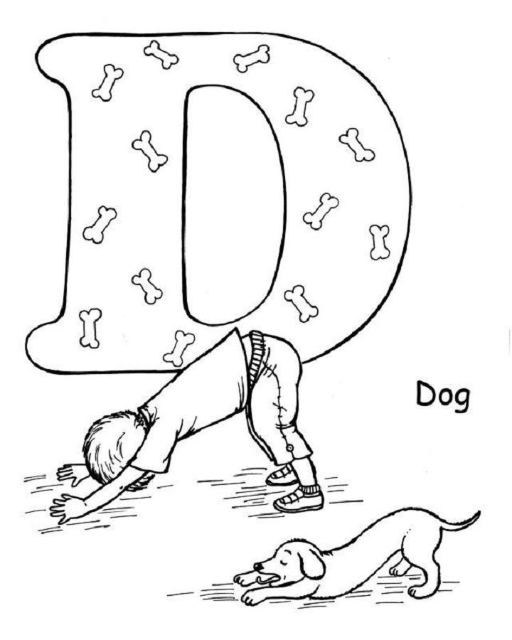 Free ABC Yoga pose coloring pages 7