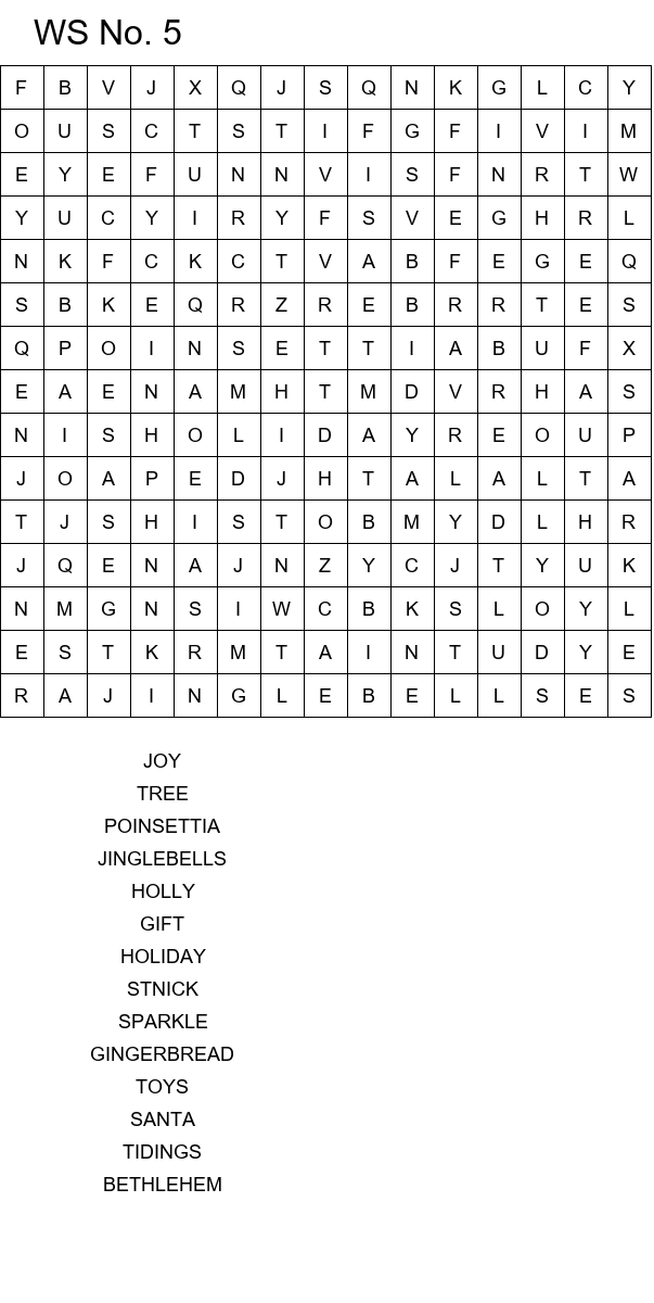 10 Free Christmas word search puzzles for kids size 15x15 No 5