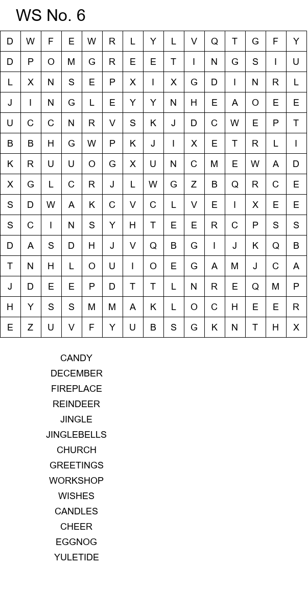 10 Free Christmas word search puzzles for kids size 15x15 No 6