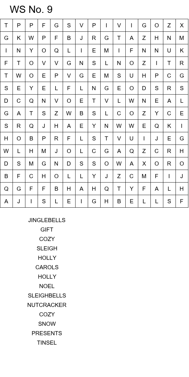 10 Free Christmas word search puzzles for kids size 15x15 No 9