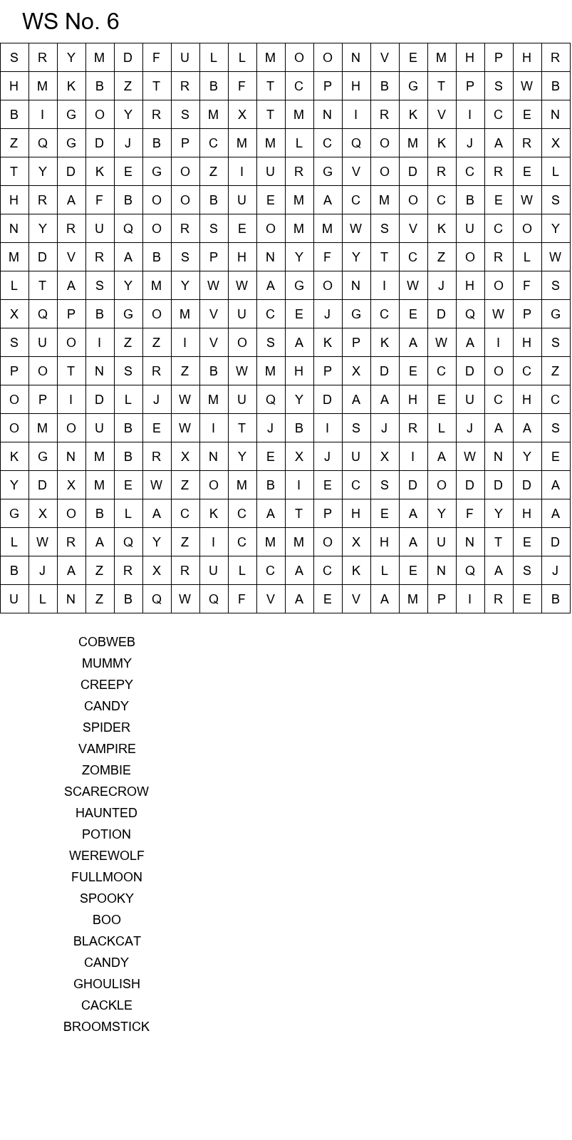 Challenging Halloween word search for teens size 20x20 No 6