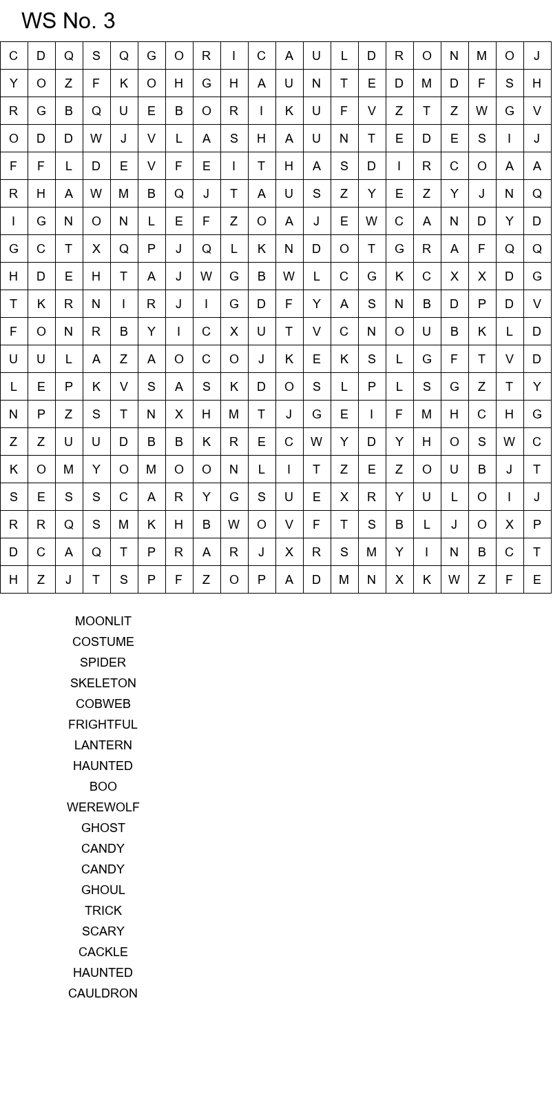 Free online Halloween word search puzzles size 20x20 No 3