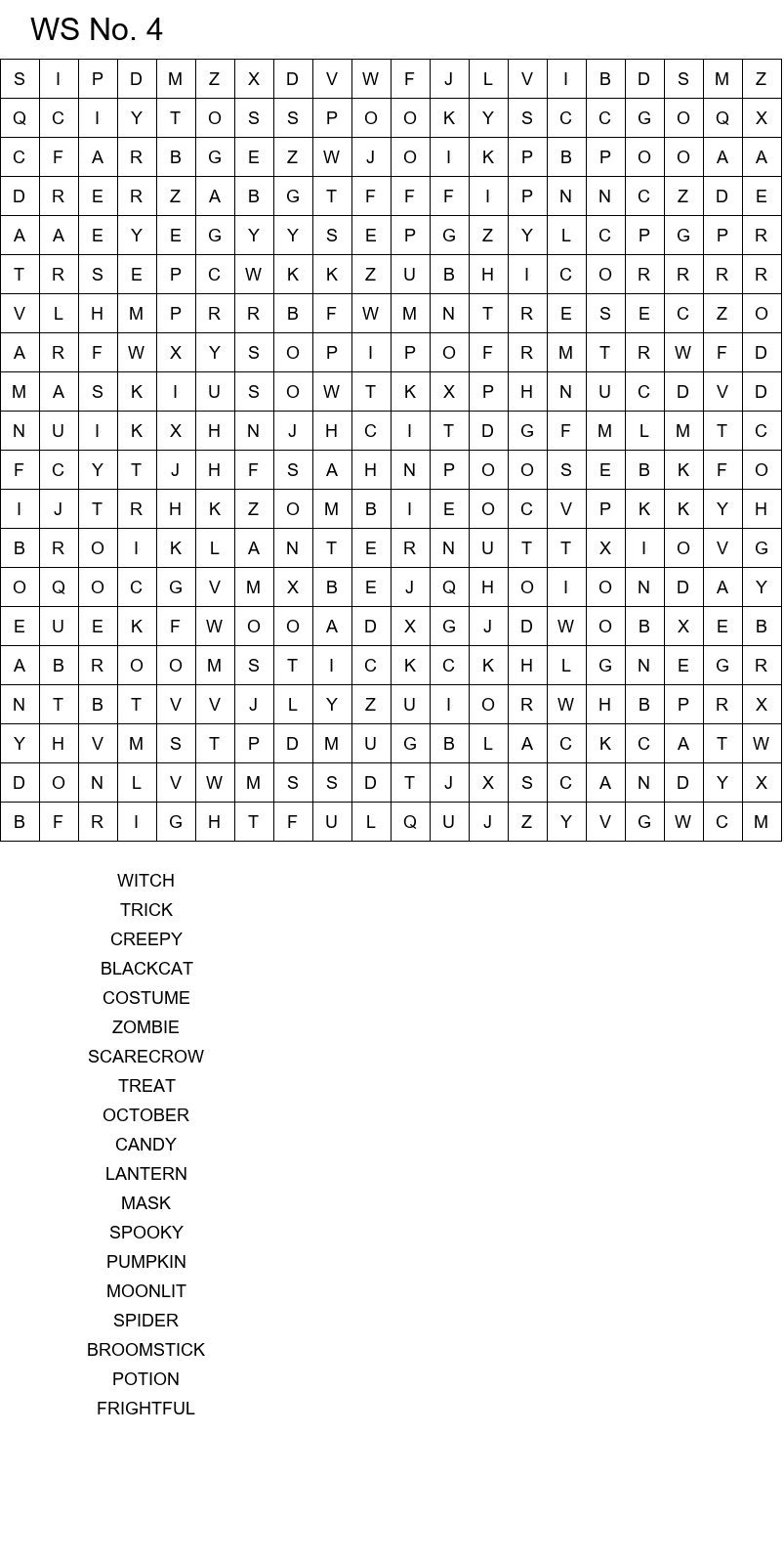 Free online Halloween word search puzzles size 20x20 No 4
