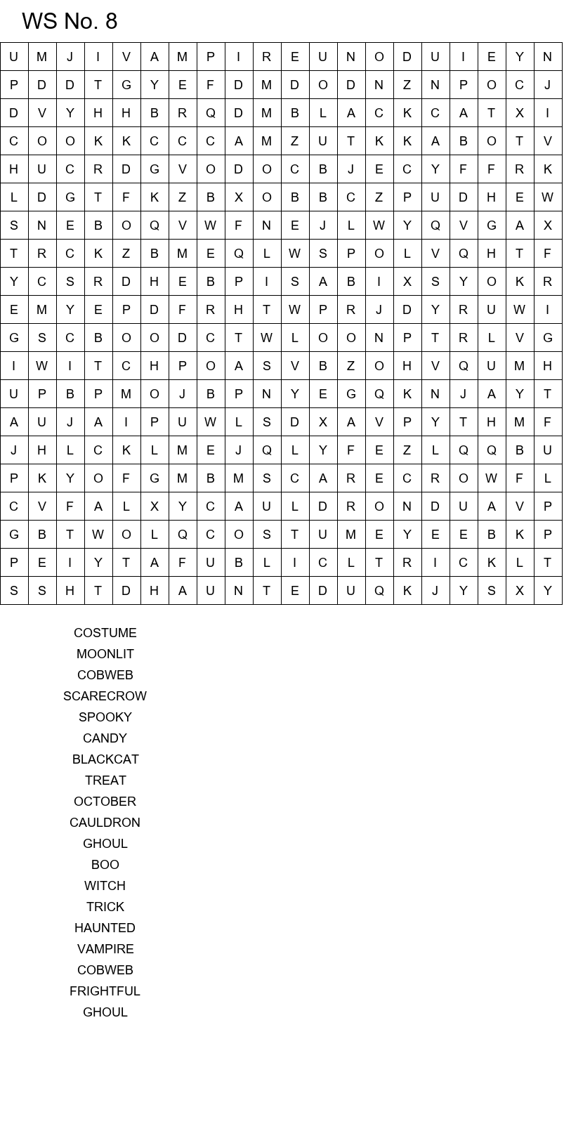 Free online Halloween word search puzzles size 20x20 No 8