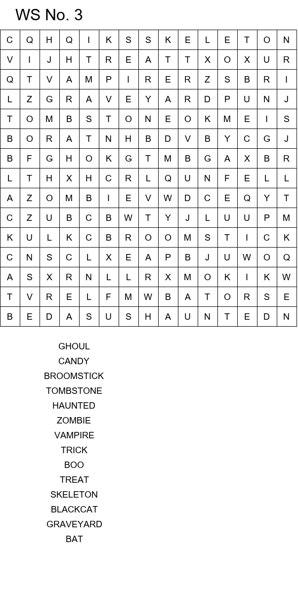 Halloween word search puzzles for kids 8-10 years old size 15x15 No 3