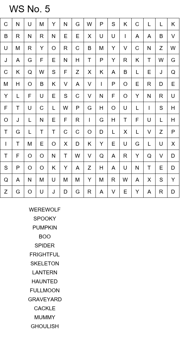 Halloween word search puzzles for kids 8-10 years old size 15x15 No 5