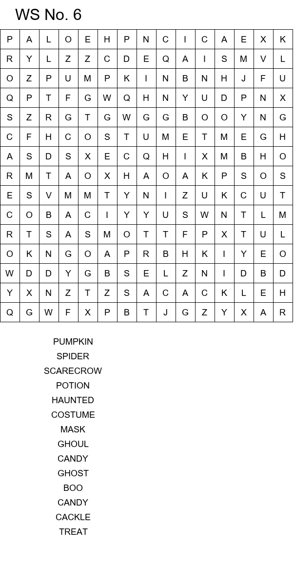 Halloween word search puzzles for kids 8-10 years old size 15x15 No 6