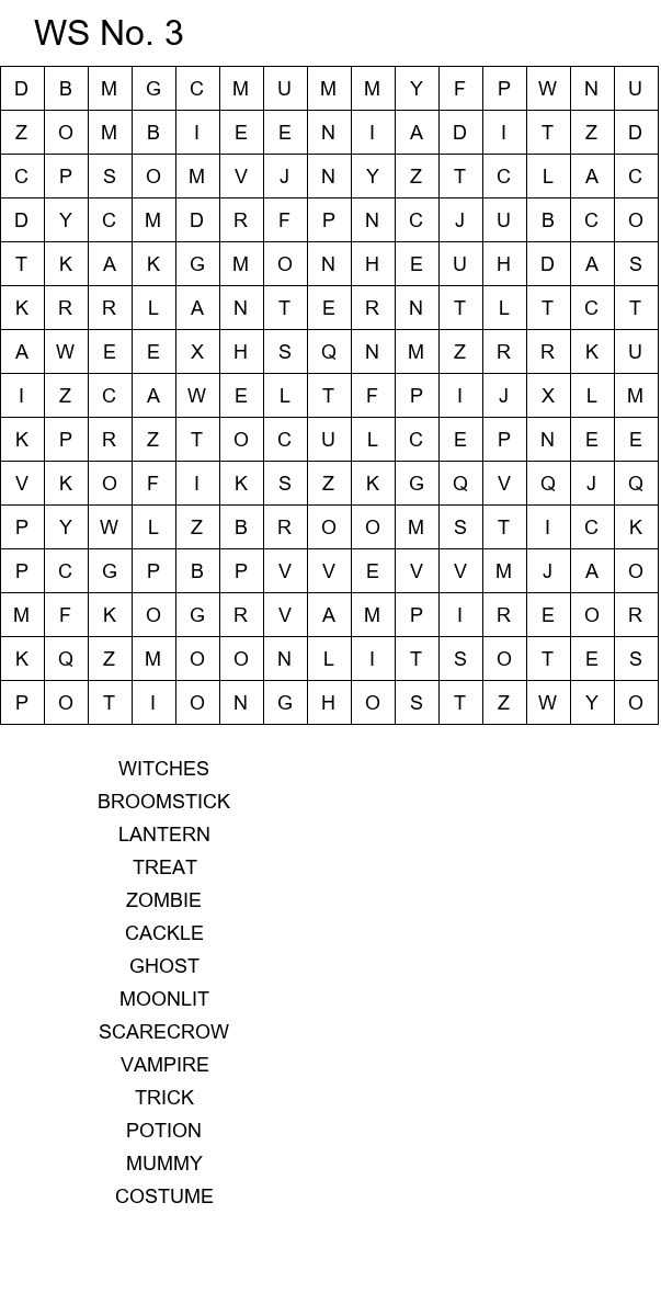 Scary Halloween word search size 15x15 No 3