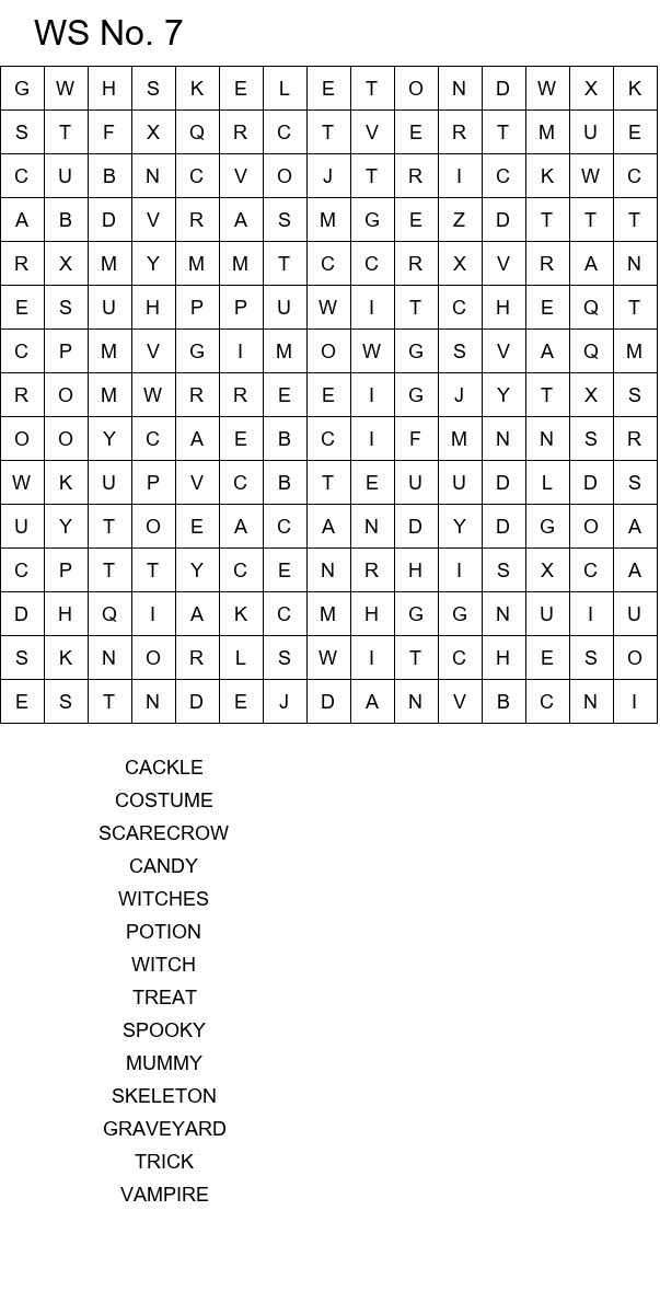 Scary Halloween word search size 15x15 No 7
