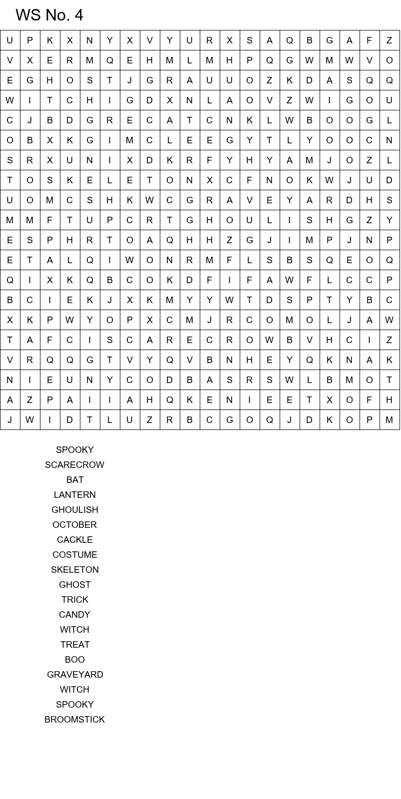 Spooky Halloween word search with solutions size 20x20 No 4