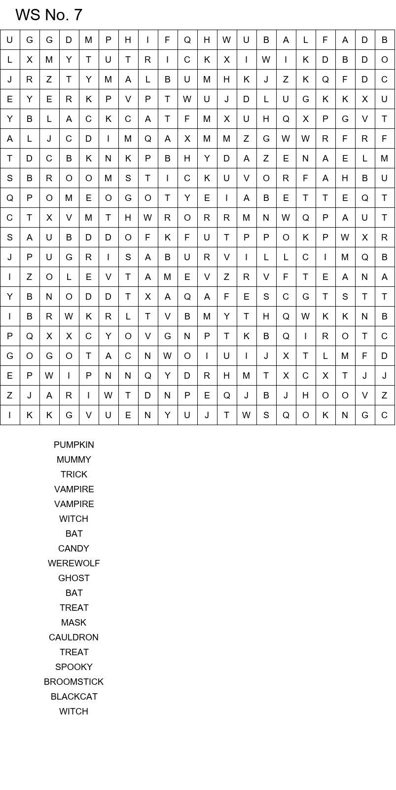 Spooky Halloween word search with solutions size 20x20 No 7