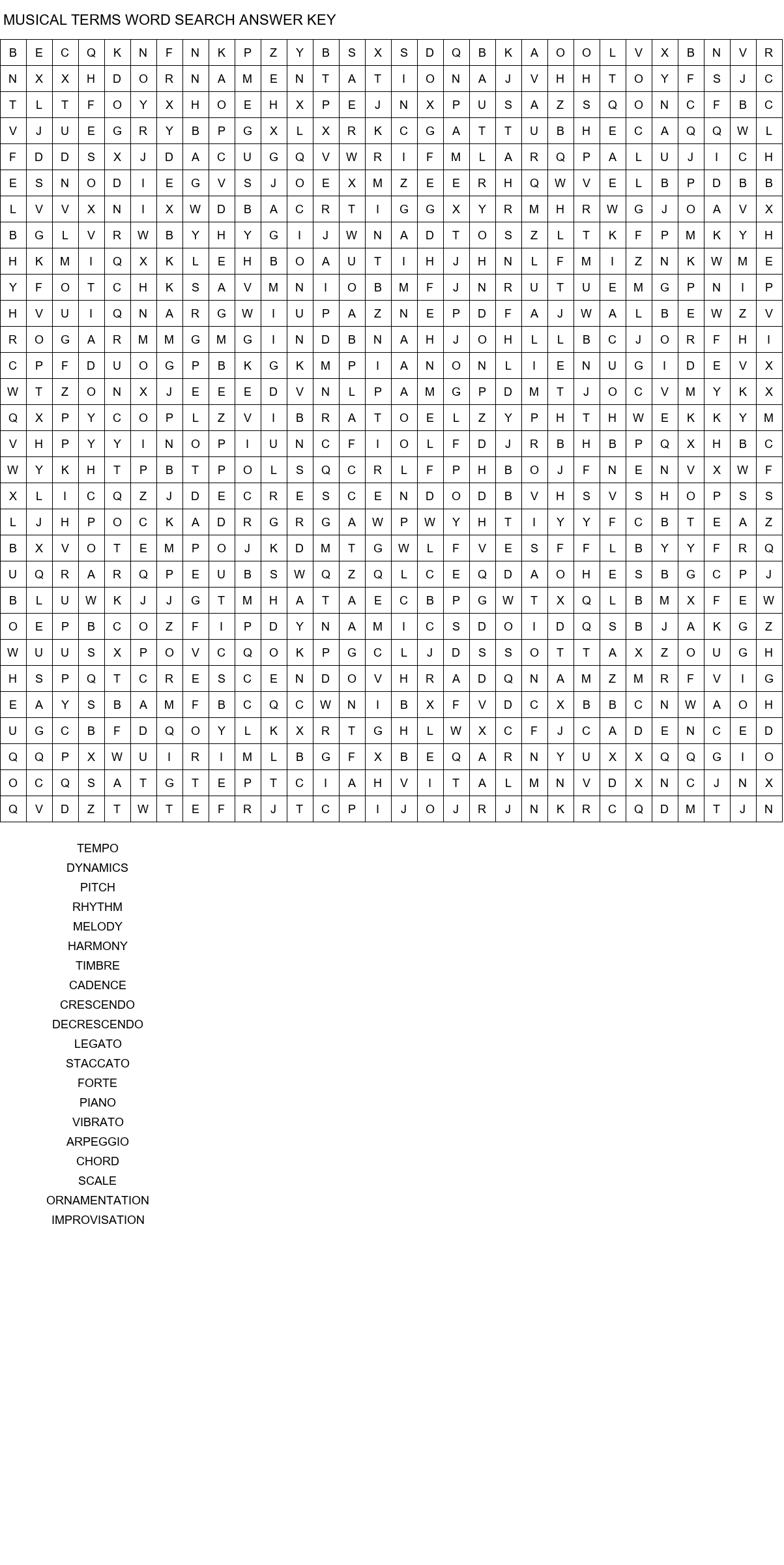 musical terms word search answer key size 30x30
